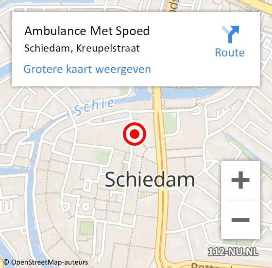 Locatie op kaart van de 112 melding: Ambulance Met Spoed Naar Schiedam, Kreupelstraat op 29 juli 2023 21:18