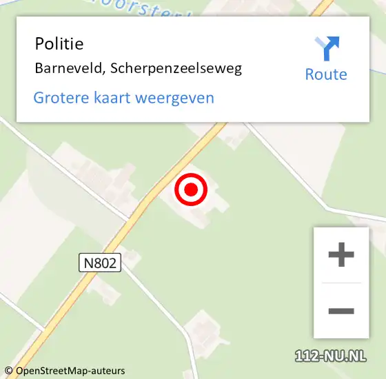 Locatie op kaart van de 112 melding: Politie Barneveld, Scherpenzeelseweg op 29 juli 2023 21:41