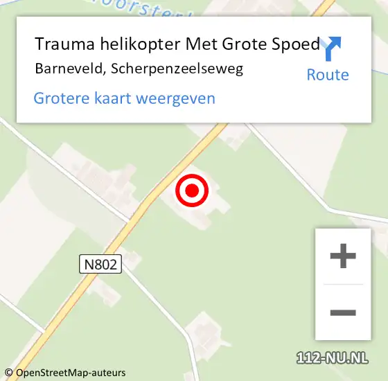 Locatie op kaart van de 112 melding: Trauma helikopter Met Grote Spoed Naar Barneveld, Scherpenzeelseweg op 29 juli 2023 21:43