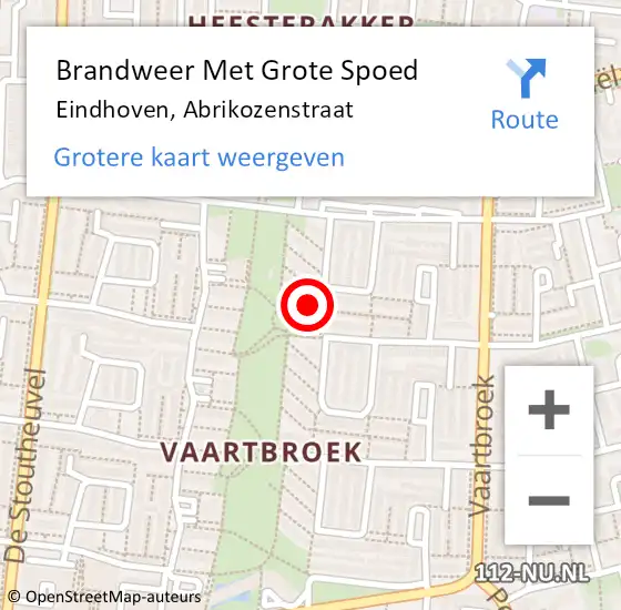 Locatie op kaart van de 112 melding: Brandweer Met Grote Spoed Naar Eindhoven, Abrikozenstraat op 29 juli 2023 22:14