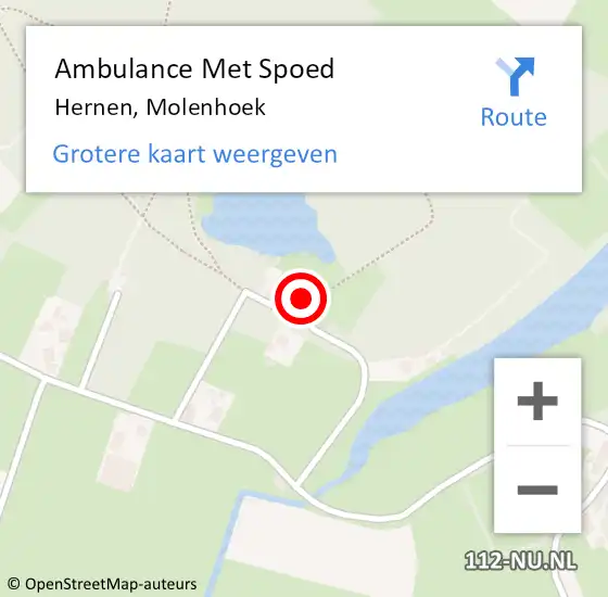 Locatie op kaart van de 112 melding: Ambulance Met Spoed Naar Hernen, Molenhoek op 29 juli 2023 22:15