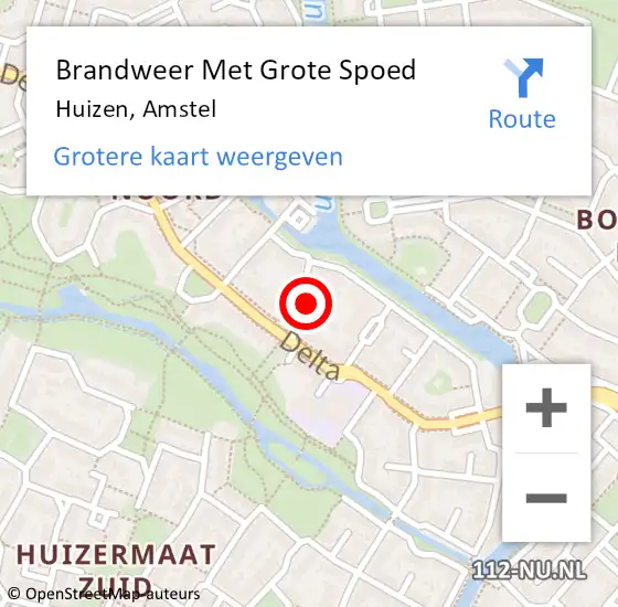 Locatie op kaart van de 112 melding: Brandweer Met Grote Spoed Naar Huizen, Amstel op 29 juli 2023 23:16