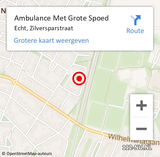 Locatie op kaart van de 112 melding: Ambulance Met Grote Spoed Naar Echt, Zilversparstraat op 29 juli 2023 23:50