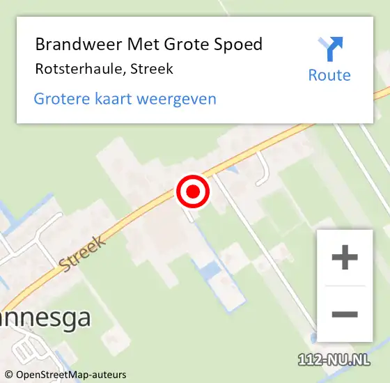 Locatie op kaart van de 112 melding: Brandweer Met Grote Spoed Naar Rotsterhaule, Streek op 29 juli 2023 23:59