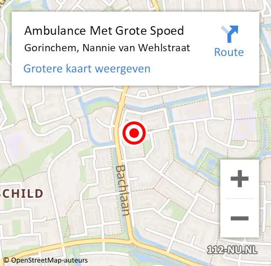 Locatie op kaart van de 112 melding: Ambulance Met Grote Spoed Naar Gorinchem, Nannie van Wehlstraat op 30 juli 2023 00:27