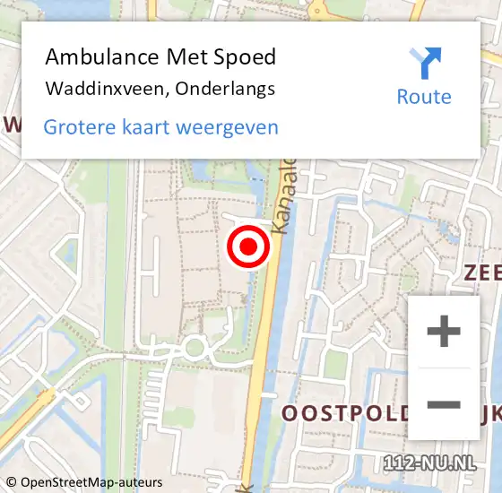 Locatie op kaart van de 112 melding: Ambulance Met Spoed Naar Waddinxveen, Onderlangs op 30 juli 2023 00:43