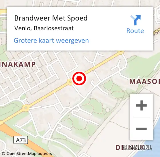 Locatie op kaart van de 112 melding: Brandweer Met Spoed Naar Venlo, Baarlosestraat op 30 juli 2023 00:52
