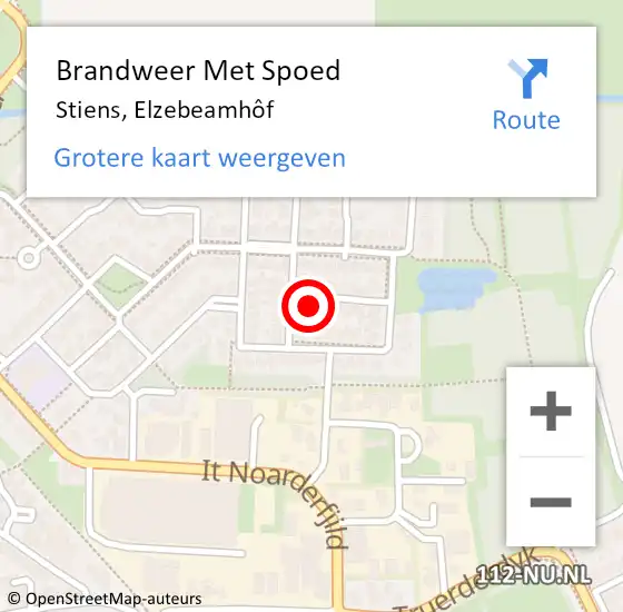 Locatie op kaart van de 112 melding: Brandweer Met Spoed Naar Stiens, Elzebeamhôf op 30 juli 2023 01:04