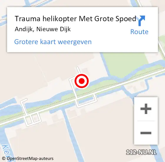 Locatie op kaart van de 112 melding: Trauma helikopter Met Grote Spoed Naar Andijk, Nieuwe Dijk op 30 juli 2023 01:42