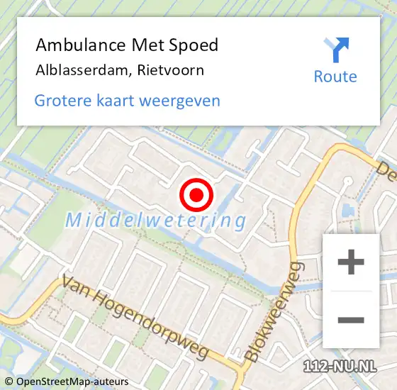 Locatie op kaart van de 112 melding: Ambulance Met Spoed Naar Alblasserdam, Rietvoorn op 30 juli 2023 01:50