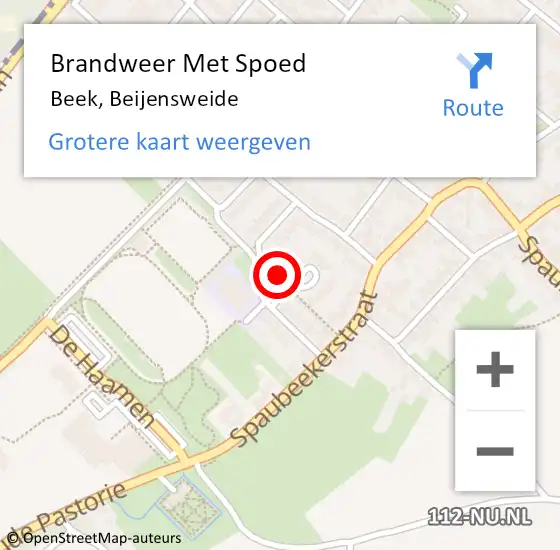 Locatie op kaart van de 112 melding: Brandweer Met Spoed Naar Beek, Beijensweide op 30 juli 2023 02:11