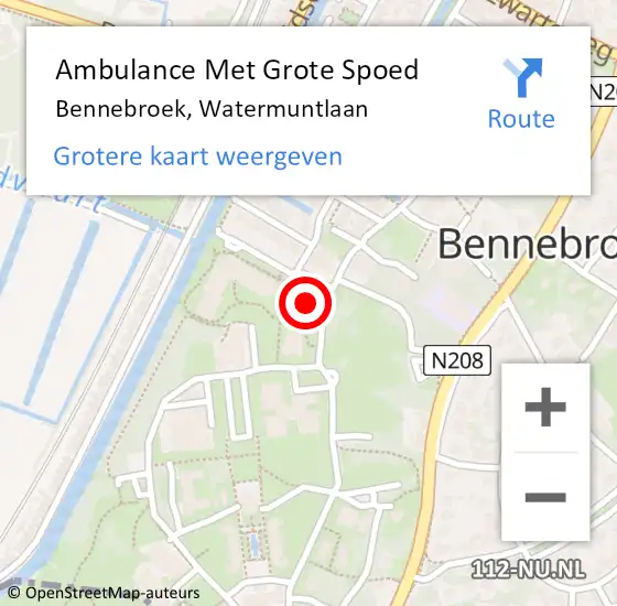Locatie op kaart van de 112 melding: Ambulance Met Grote Spoed Naar Bennebroek, Watermuntlaan op 30 juli 2023 03:55