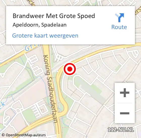 Locatie op kaart van de 112 melding: Brandweer Met Grote Spoed Naar Apeldoorn, Spadelaan op 30 juli 2023 04:00