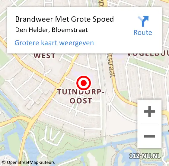 Locatie op kaart van de 112 melding: Brandweer Met Grote Spoed Naar Den Helder, Bloemstraat op 30 juli 2023 04:03