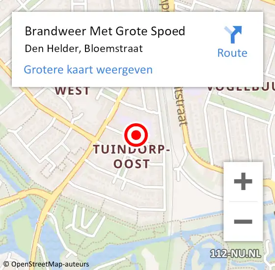 Locatie op kaart van de 112 melding: Brandweer Met Grote Spoed Naar Den Helder, Bloemstraat op 30 juli 2023 04:26