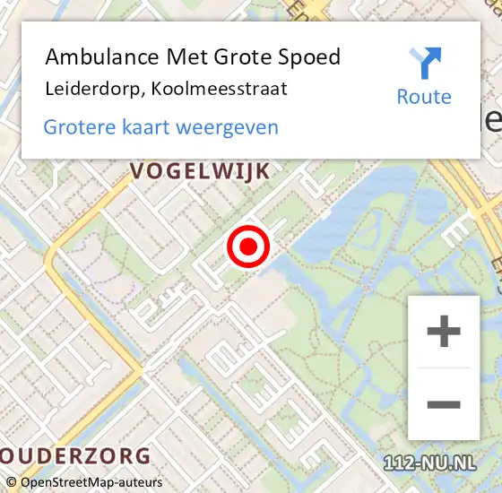 Locatie op kaart van de 112 melding: Ambulance Met Grote Spoed Naar Leiderdorp, Koolmeesstraat op 30 juli 2023 04:36