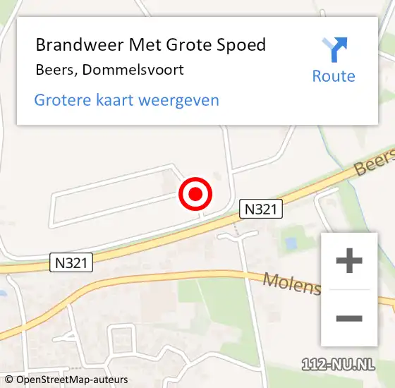 Locatie op kaart van de 112 melding: Brandweer Met Grote Spoed Naar Beers, Dommelsvoort op 30 juli 2023 05:01