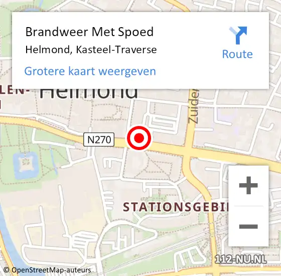 Locatie op kaart van de 112 melding: Brandweer Met Spoed Naar Helmond, Kasteel-Traverse op 30 juli 2023 05:18