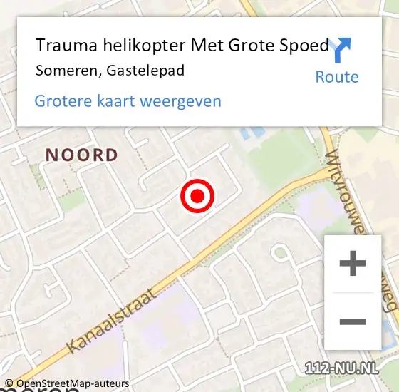 Locatie op kaart van de 112 melding: Trauma helikopter Met Grote Spoed Naar Someren, Gastelepad op 30 juli 2023 06:21