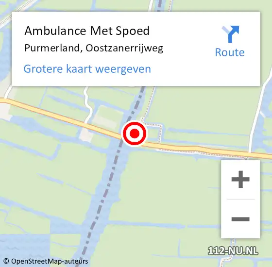 Locatie op kaart van de 112 melding: Ambulance Met Spoed Naar Purmerland, Oostzanerrijweg op 30 juli 2023 07:09