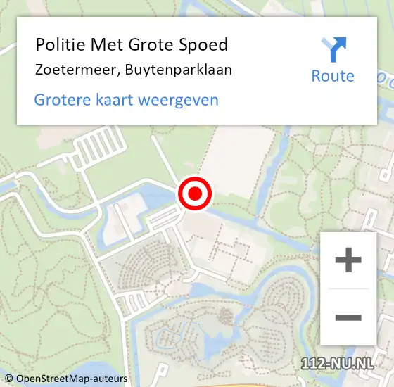 Locatie op kaart van de 112 melding: Politie Met Grote Spoed Naar Zoetermeer, Buytenparklaan op 30 juli 2023 07:56