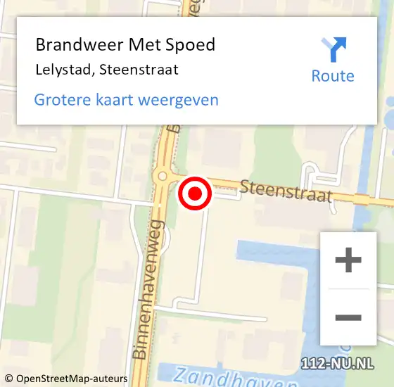 Locatie op kaart van de 112 melding: Brandweer Met Spoed Naar Lelystad, Steenstraat op 30 juli 2023 09:03