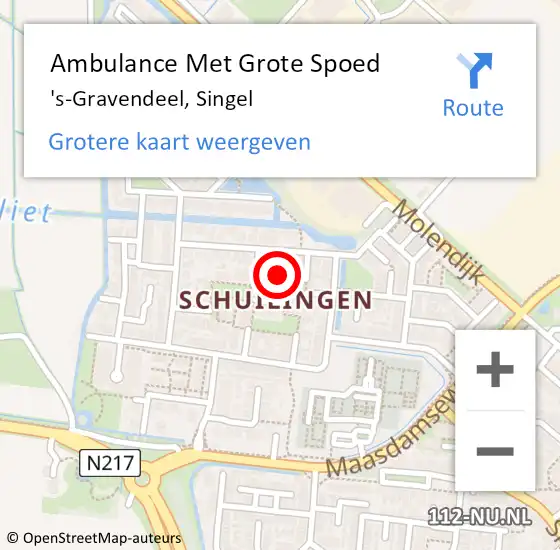 Locatie op kaart van de 112 melding: Ambulance Met Grote Spoed Naar 's-Gravendeel, Singel op 30 juli 2023 09:11