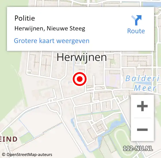 Locatie op kaart van de 112 melding: Politie Herwijnen, Nieuwe Steeg op 30 juli 2023 10:19