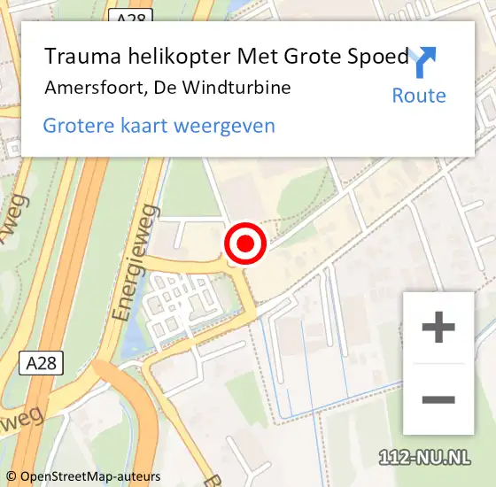 Locatie op kaart van de 112 melding: Trauma helikopter Met Grote Spoed Naar Amersfoort, De Windturbine op 30 juli 2023 10:37
