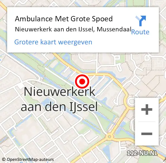 Locatie op kaart van de 112 melding: Ambulance Met Grote Spoed Naar Nieuwerkerk aan den IJssel, Mussendaal op 30 juli 2023 11:03