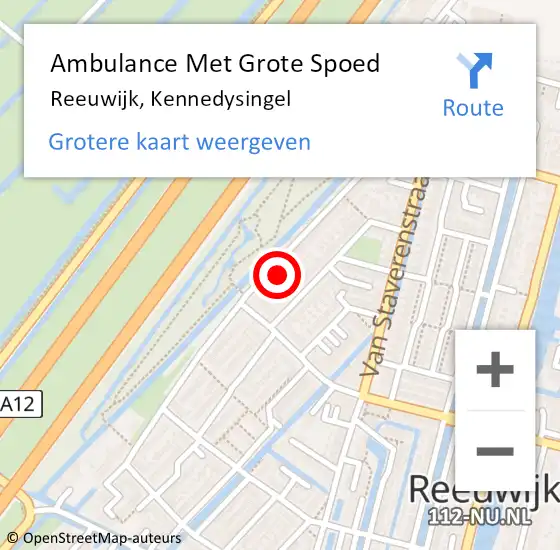 Locatie op kaart van de 112 melding: Ambulance Met Grote Spoed Naar Reeuwijk, Kennedysingel op 30 juli 2023 11:05