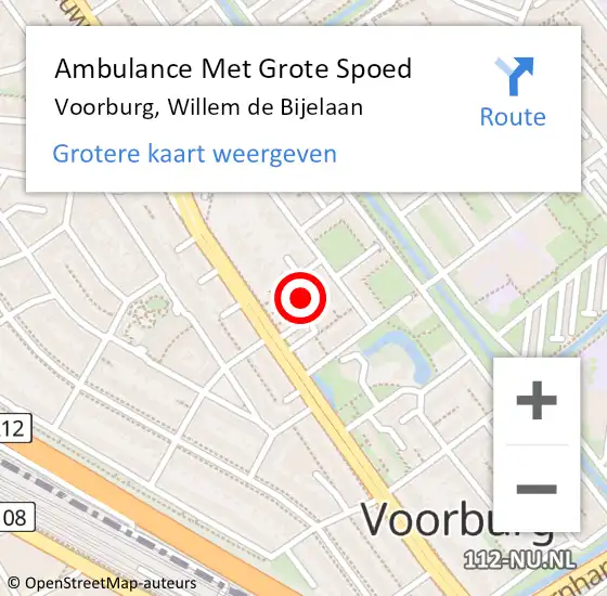 Locatie op kaart van de 112 melding: Ambulance Met Grote Spoed Naar Voorburg, Willem de Bijelaan op 30 juli 2023 11:47