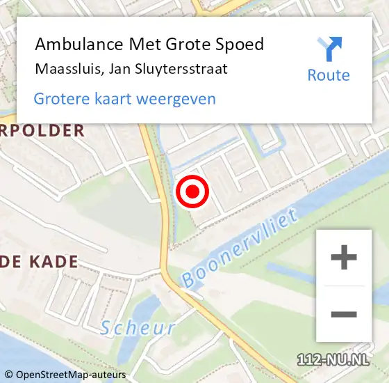 Locatie op kaart van de 112 melding: Ambulance Met Grote Spoed Naar Maassluis, Jan Sluytersstraat op 30 juli 2023 12:02