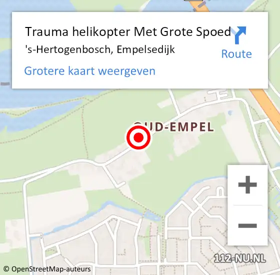 Locatie op kaart van de 112 melding: Trauma helikopter Met Grote Spoed Naar 's-Hertogenbosch, Empelsedijk op 30 juli 2023 12:22