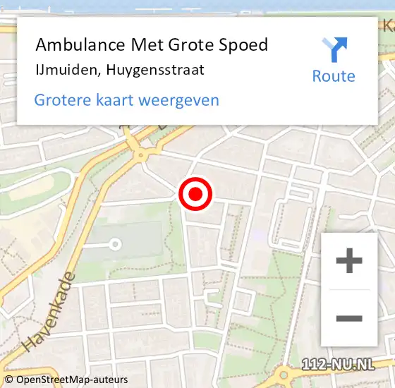 Locatie op kaart van de 112 melding: Ambulance Met Grote Spoed Naar IJmuiden, Huygensstraat op 30 juli 2023 12:53