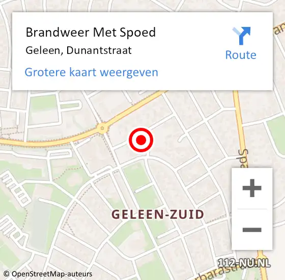 Locatie op kaart van de 112 melding: Brandweer Met Spoed Naar Geleen, Dunantstraat op 30 juli 2023 13:44