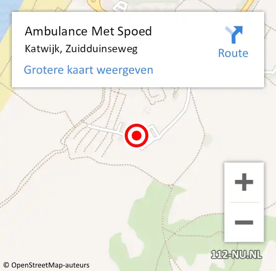 Locatie op kaart van de 112 melding: Ambulance Met Spoed Naar Katwijk, Zuidduinseweg op 30 juli 2023 13:59