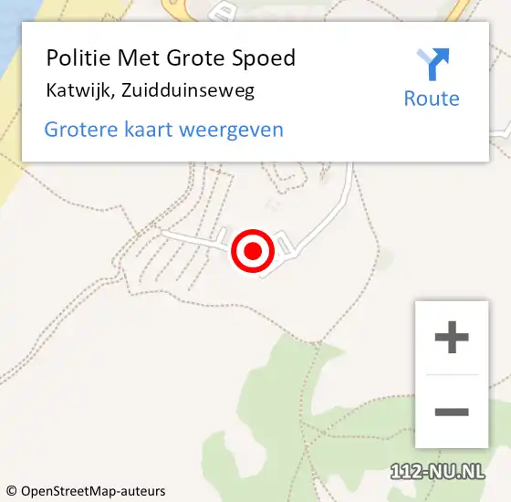 Locatie op kaart van de 112 melding: Politie Met Grote Spoed Naar Katwijk, Zuidduinseweg op 30 juli 2023 13:59