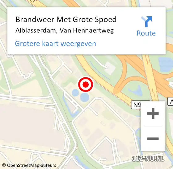 Locatie op kaart van de 112 melding: Brandweer Met Grote Spoed Naar Alblasserdam, Van Hennaertweg op 30 juli 2023 14:12