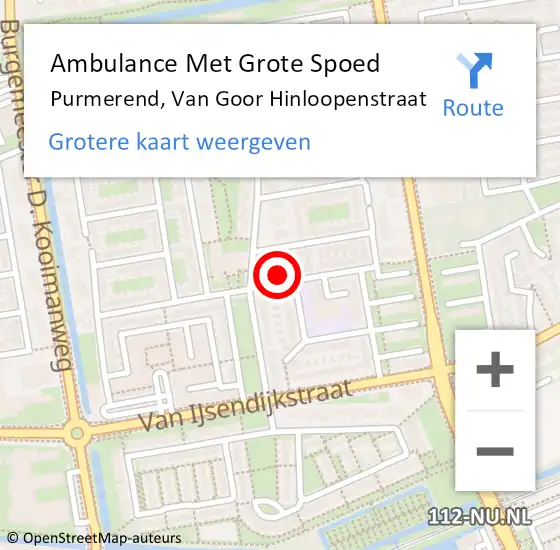 Locatie op kaart van de 112 melding: Ambulance Met Grote Spoed Naar Purmerend, Van Goor Hinloopenstraat op 30 juli 2023 14:23