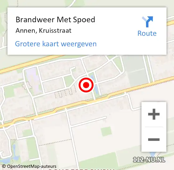 Locatie op kaart van de 112 melding: Brandweer Met Spoed Naar Annen, Kruisstraat op 30 juli 2023 14:41