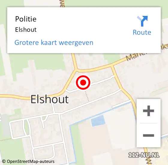 Locatie op kaart van de 112 melding: Politie Elshout op 30 juli 2023 14:52