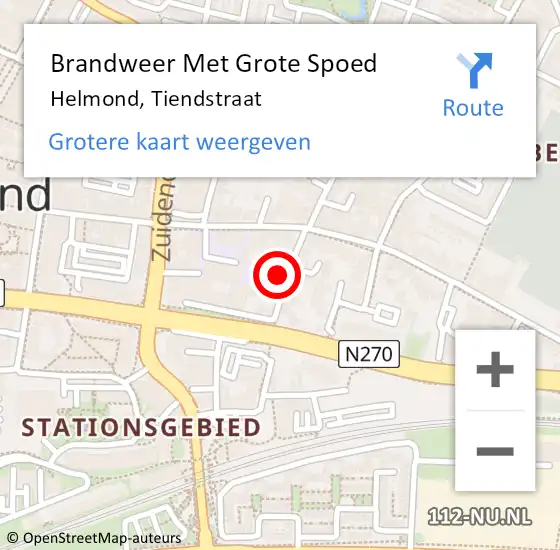 Locatie op kaart van de 112 melding: Brandweer Met Grote Spoed Naar Helmond, Tiendstraat op 30 juli 2023 14:57
