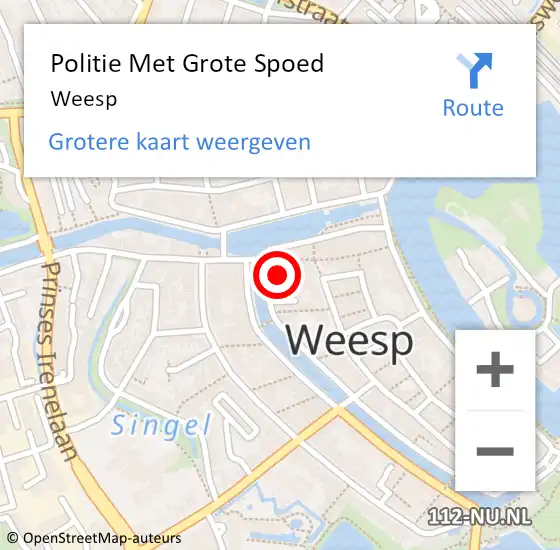 Locatie op kaart van de 112 melding: Politie Met Grote Spoed Naar Weesp op 30 juli 2023 15:01