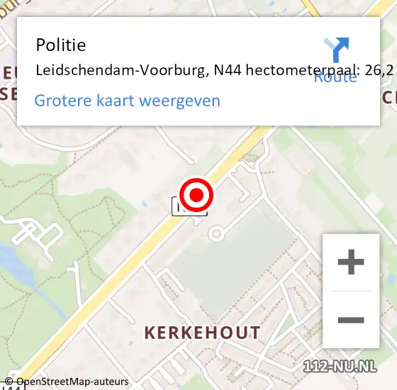 Locatie op kaart van de 112 melding: Politie Leidschendam-Voorburg, N44 hectometerpaal: 26,2 op 30 juli 2023 15:17