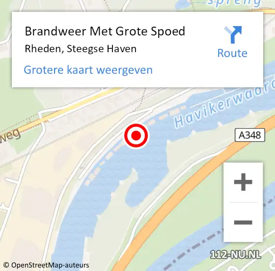 Locatie op kaart van de 112 melding: Brandweer Met Grote Spoed Naar Rheden, Steegse Haven op 30 juli 2023 15:22