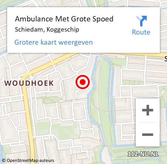 Locatie op kaart van de 112 melding: Ambulance Met Grote Spoed Naar Schiedam, Koggeschip op 30 juli 2023 15:33