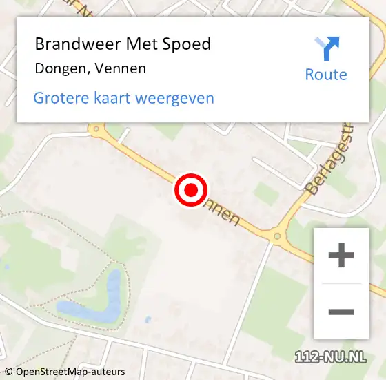 Locatie op kaart van de 112 melding: Brandweer Met Spoed Naar Dongen, Vennen op 3 september 2014 12:19