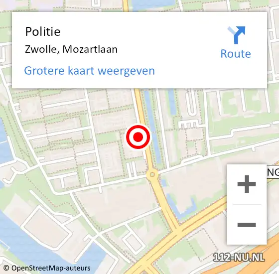 Locatie op kaart van de 112 melding: Politie Zwolle, Mozartlaan op 30 juli 2023 15:53