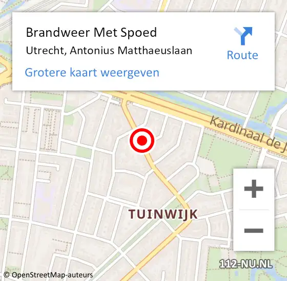 Locatie op kaart van de 112 melding: Brandweer Met Spoed Naar Utrecht, Antonius Matthaeuslaan op 30 juli 2023 16:03